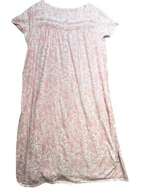 Croft & Barrow Women's Midi Nightgown Short Sleeve Size 3X Pink White Floral